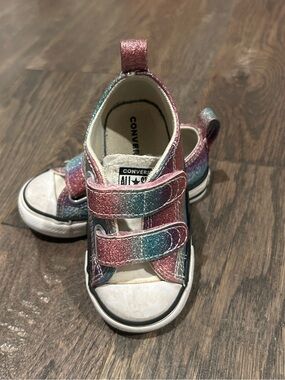 Converse Toddler Multicolor Glitter Hook-and-Loop Velcro Sneakers Sz 6 toddler